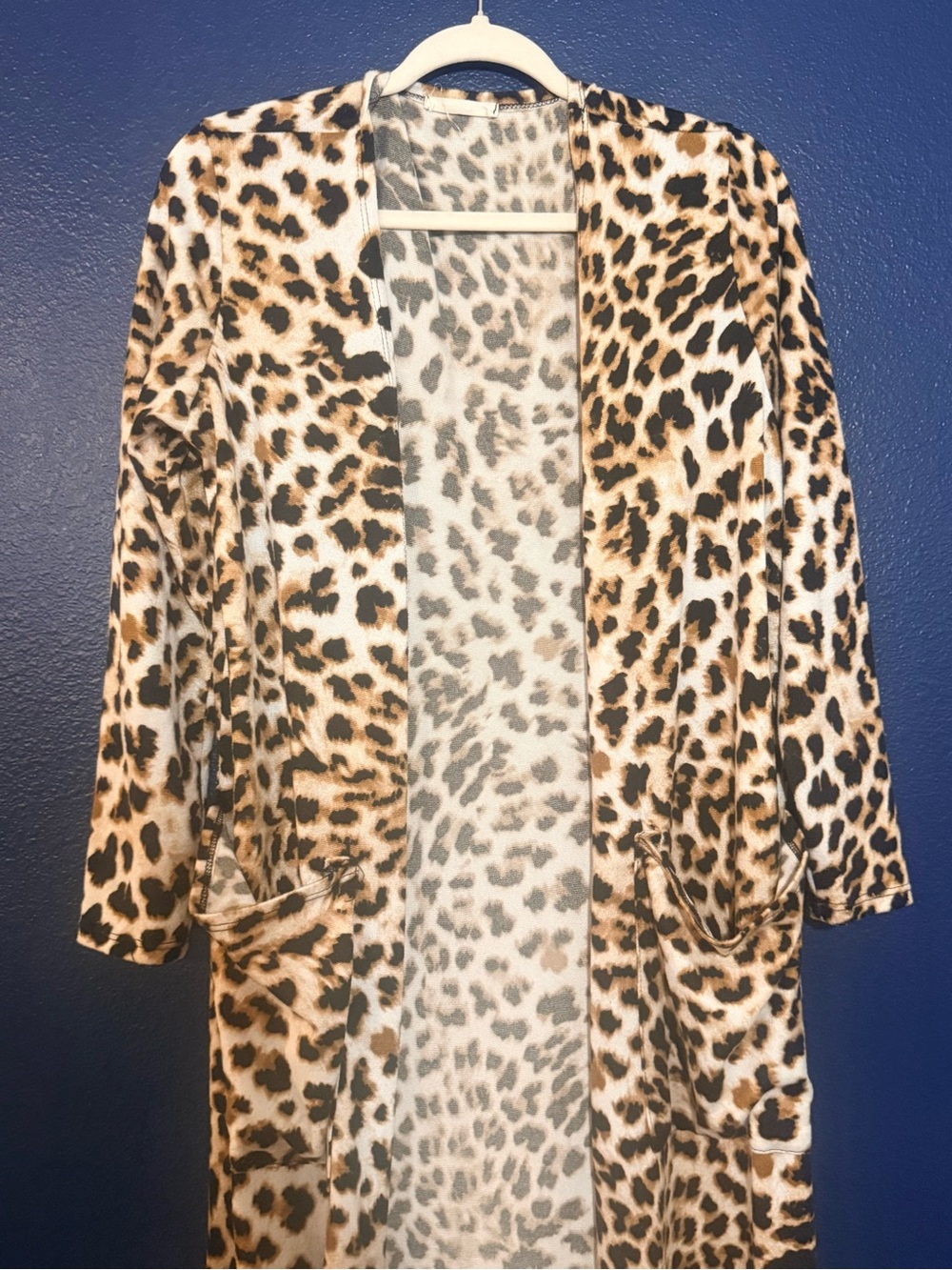 A.gain Size L Leopard Print Longline Cartigan